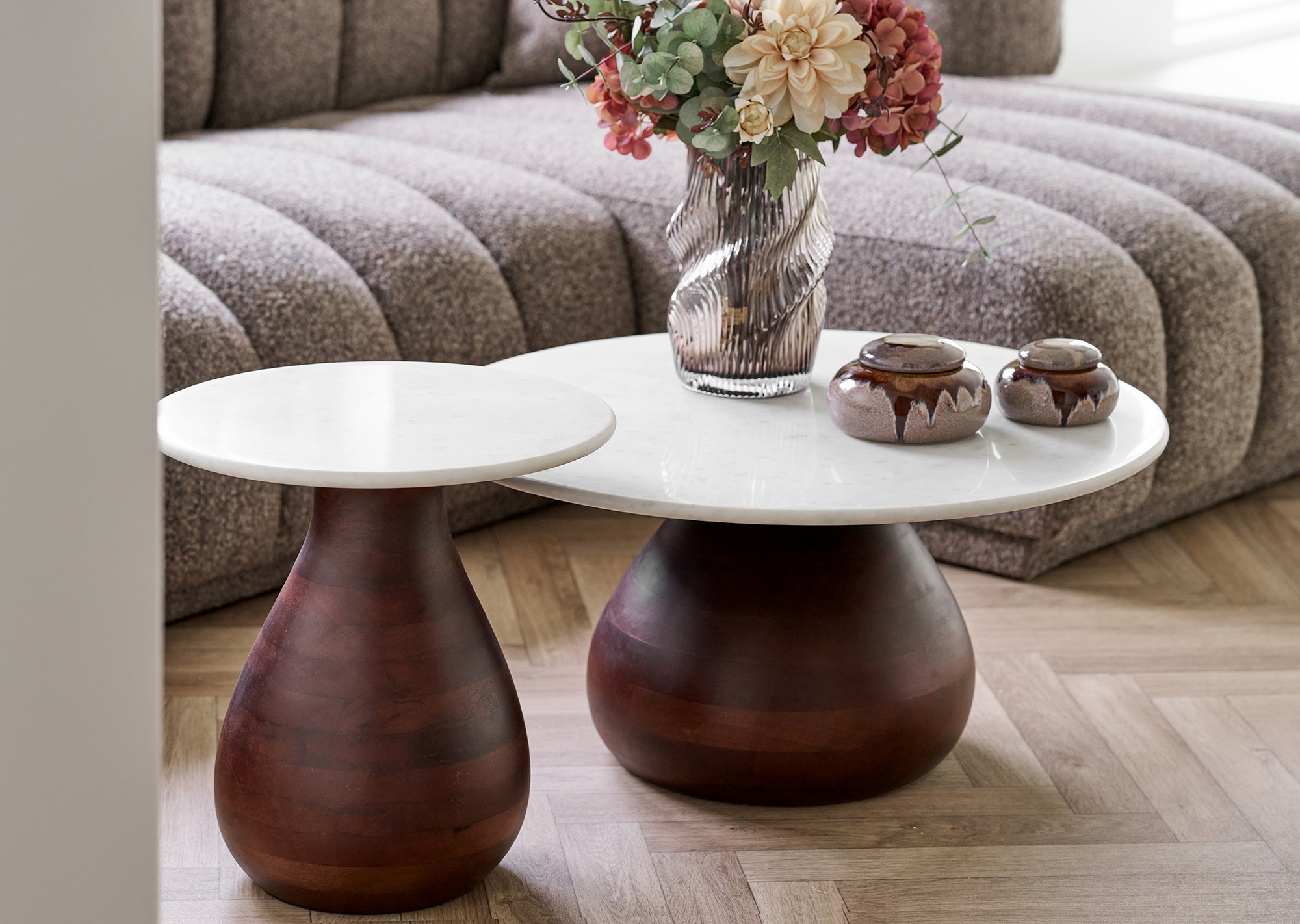 Heide Marble/Mango Wood Side Table