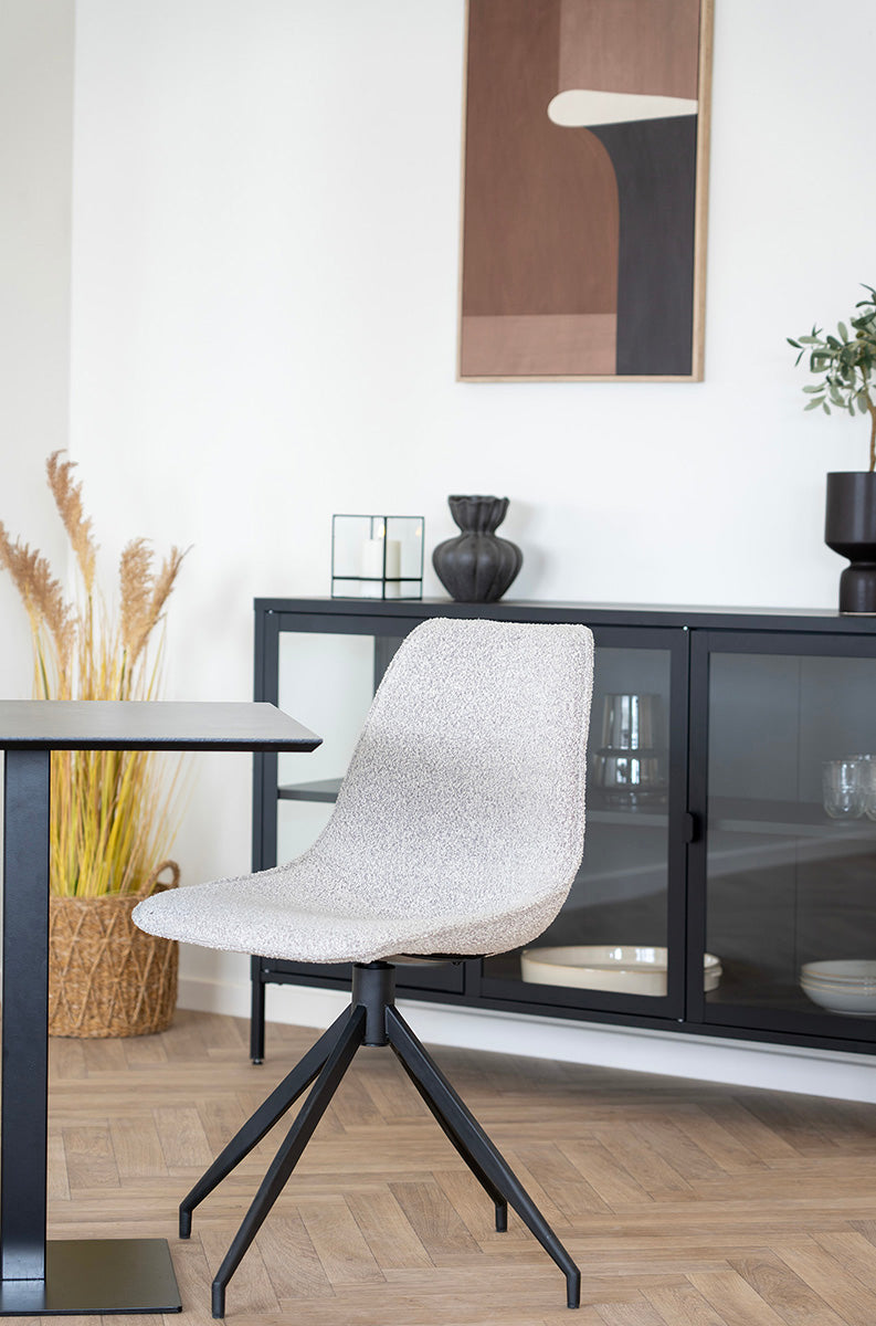 Monaco Sand Boucle Swivel Dining Chair
