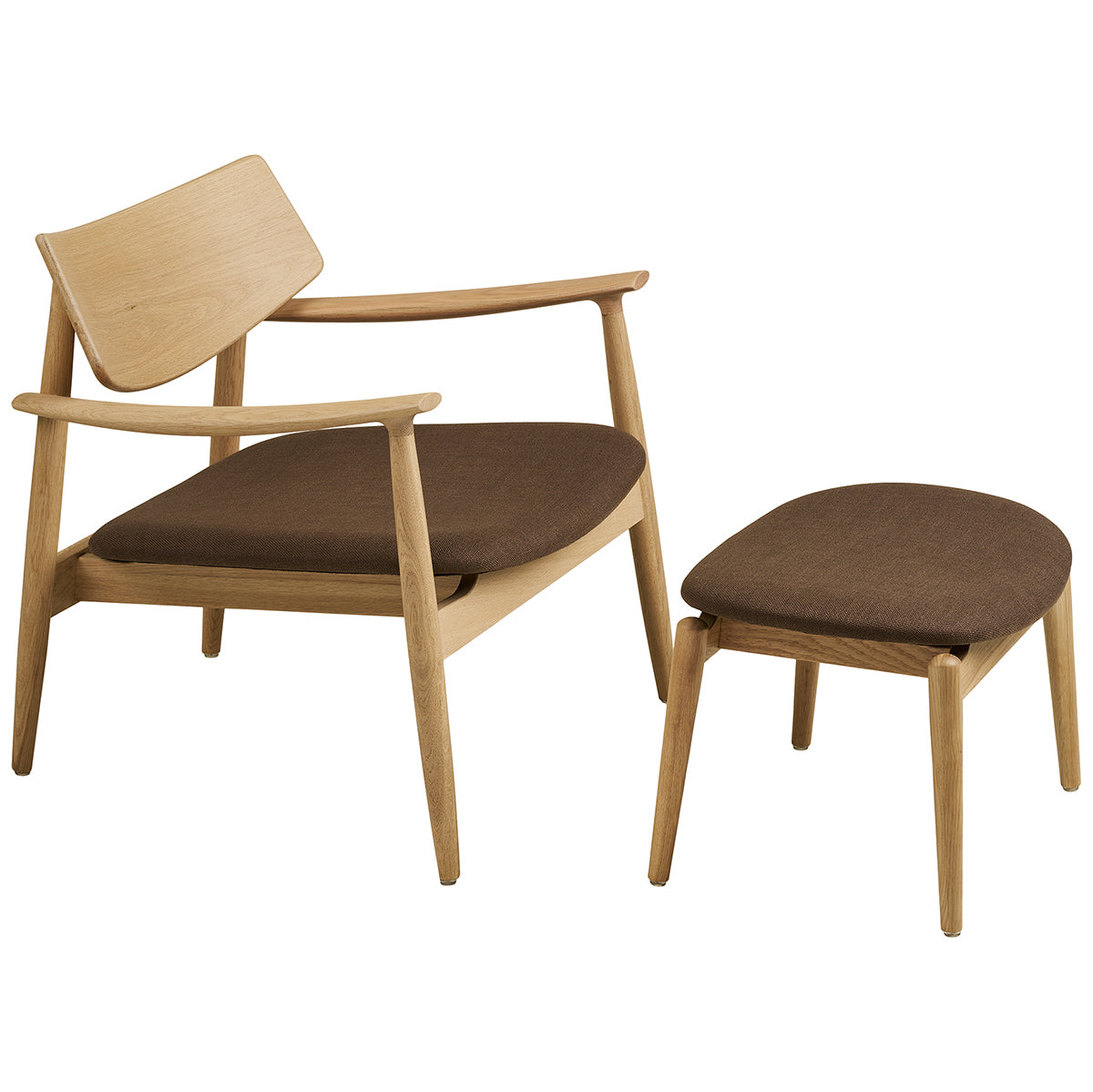 Olvera Oak Wood Lounge Chair with Footrest