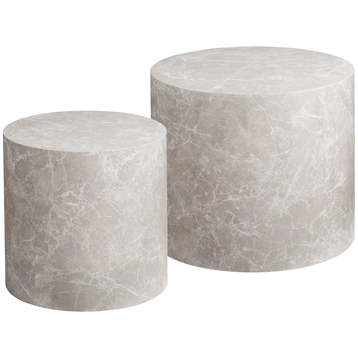 Prague Marble Look Round Coffee Table (2/Set)