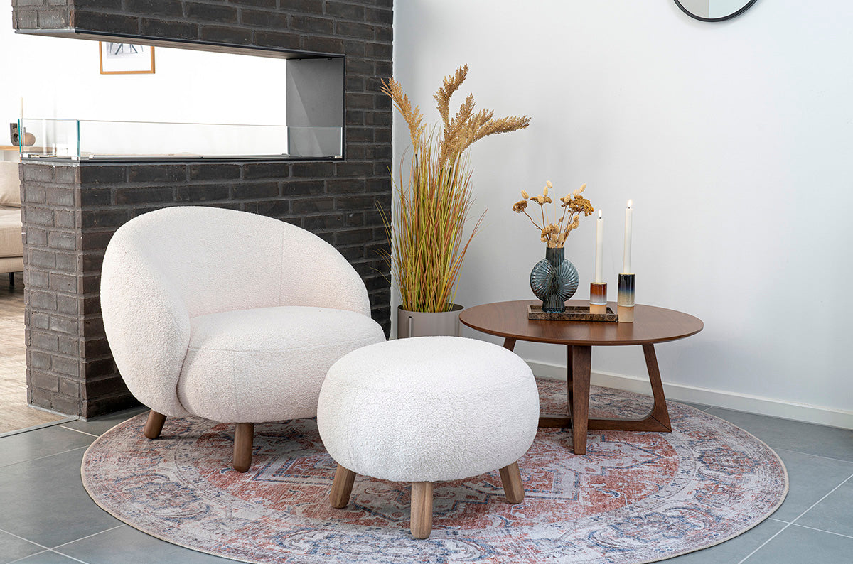 Savona White Lounge Chair with Footrest