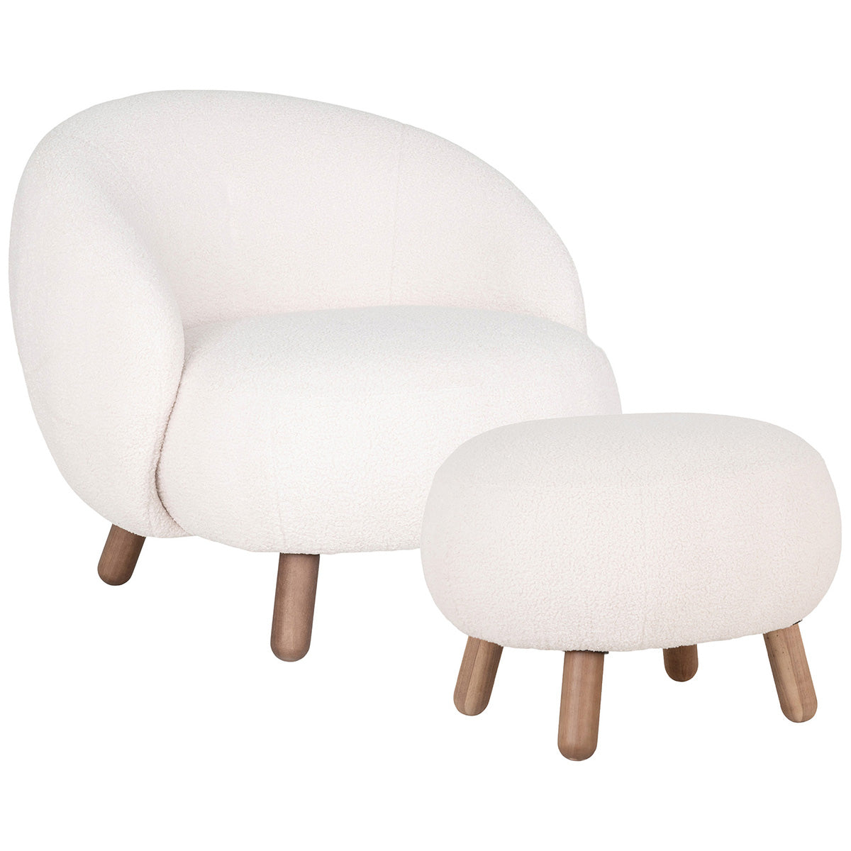 Savona White Lounge Chair with Footrest