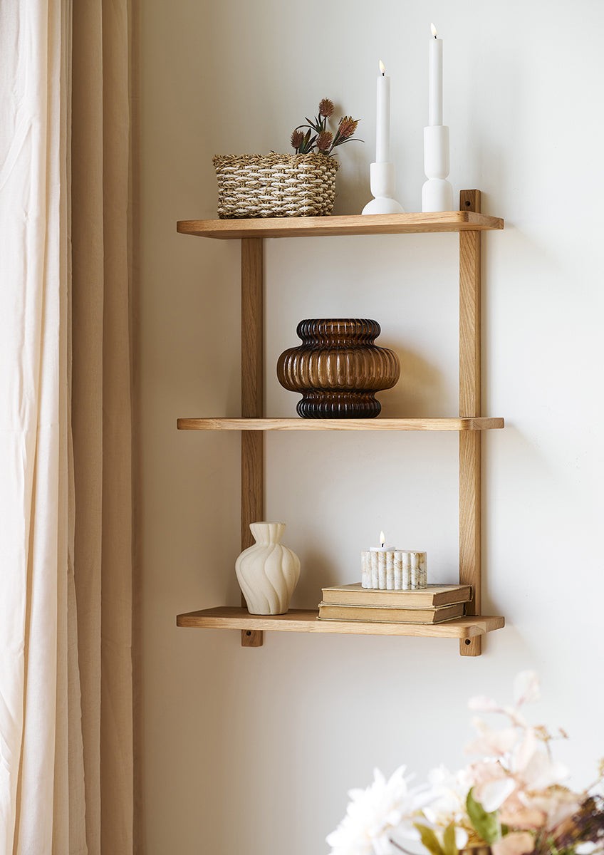 Townsville Oak Wood Open Wall Shelf