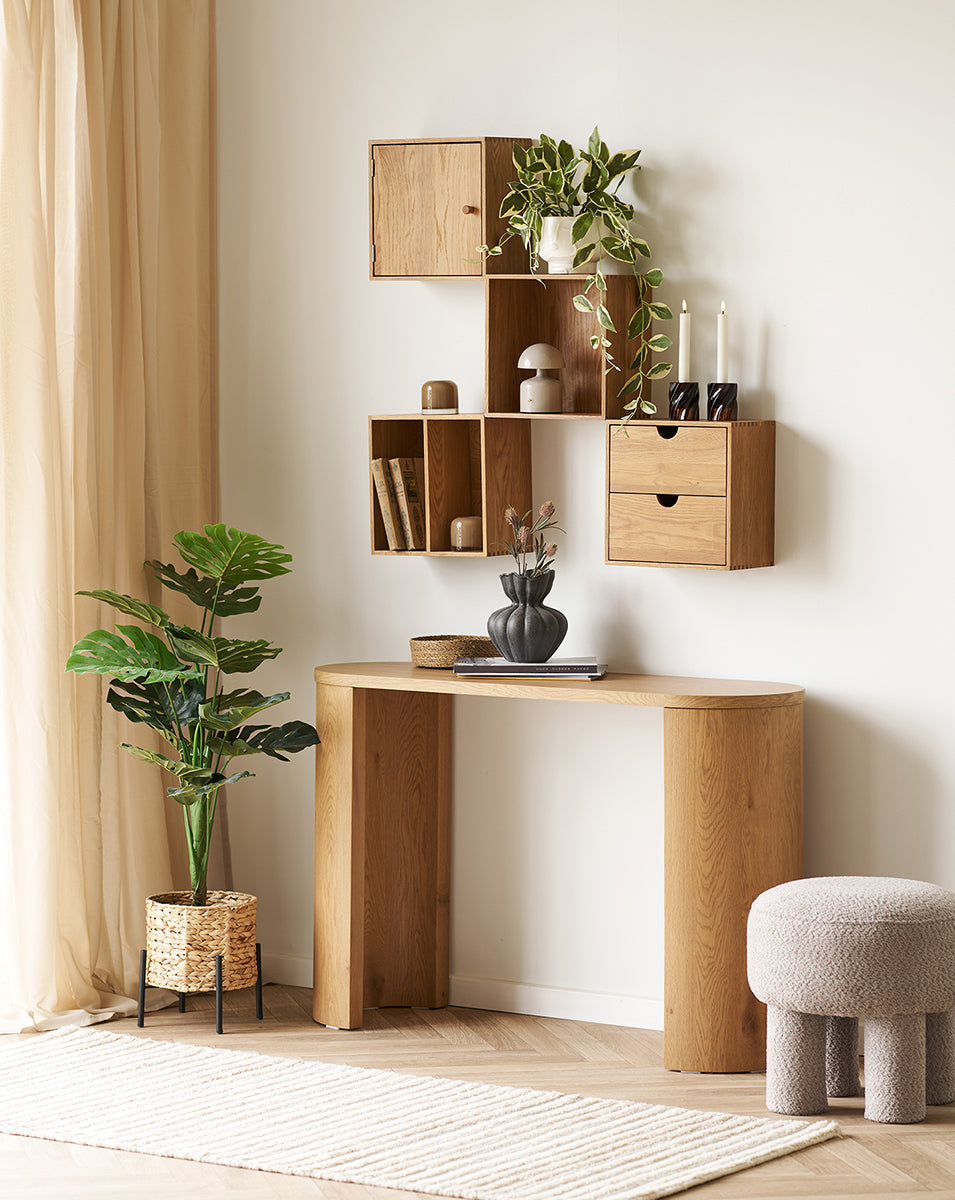 Townsville Oak Wood Wall Shelf with Door