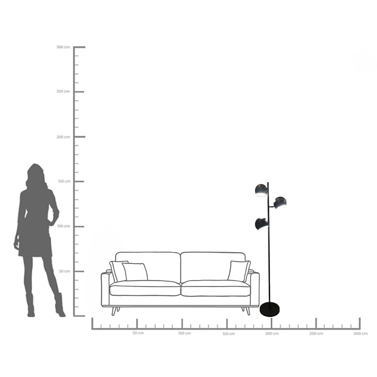 Calotta Black 3 Lite Floor Lamp