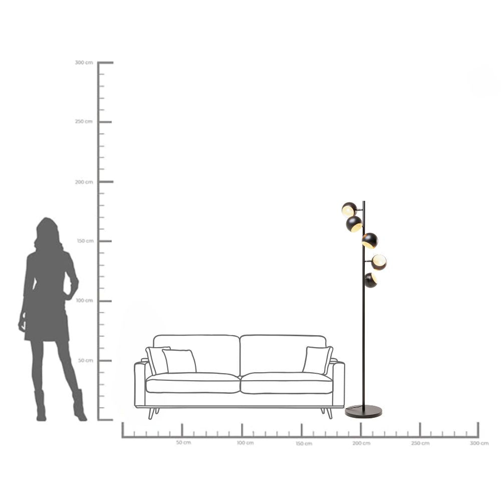 Calotta Black 5 Lite Floor Lamp