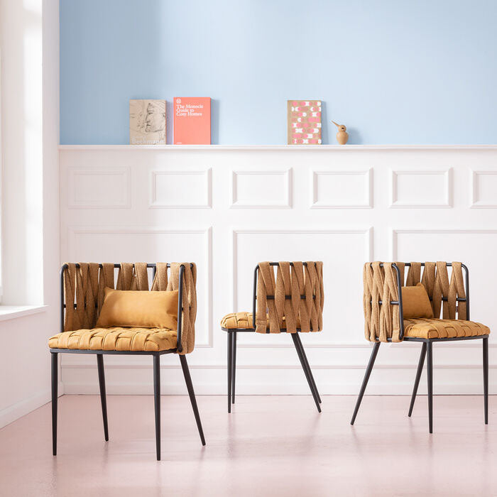 Cheerio Yellow Chair with Armrest (4/Set) - WOO .Design