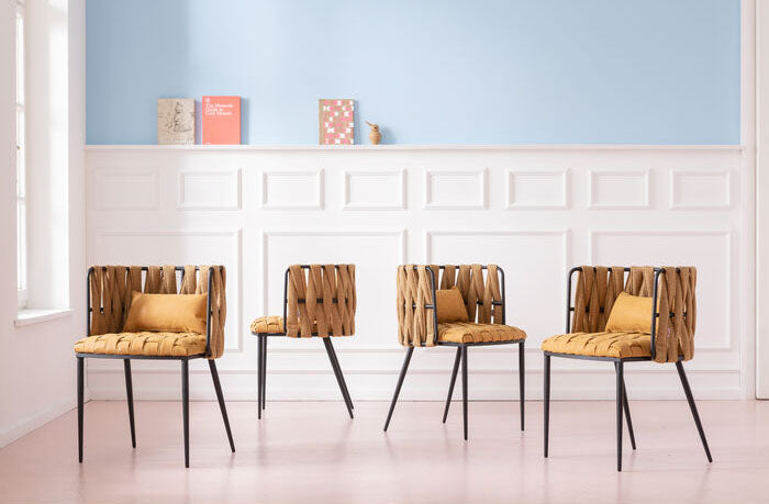 Cheerio Yellow Chair with Armrest (4/Set) - WOO .Design