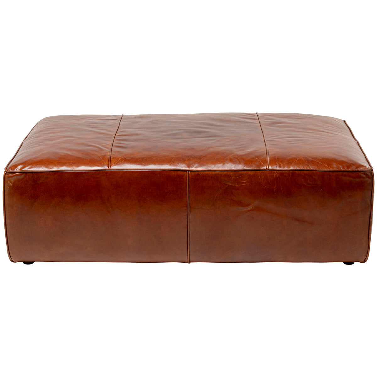 Cubetto Brown Leather Pouf