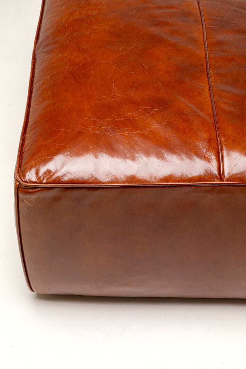 Cubetto Brown Leather Pouf