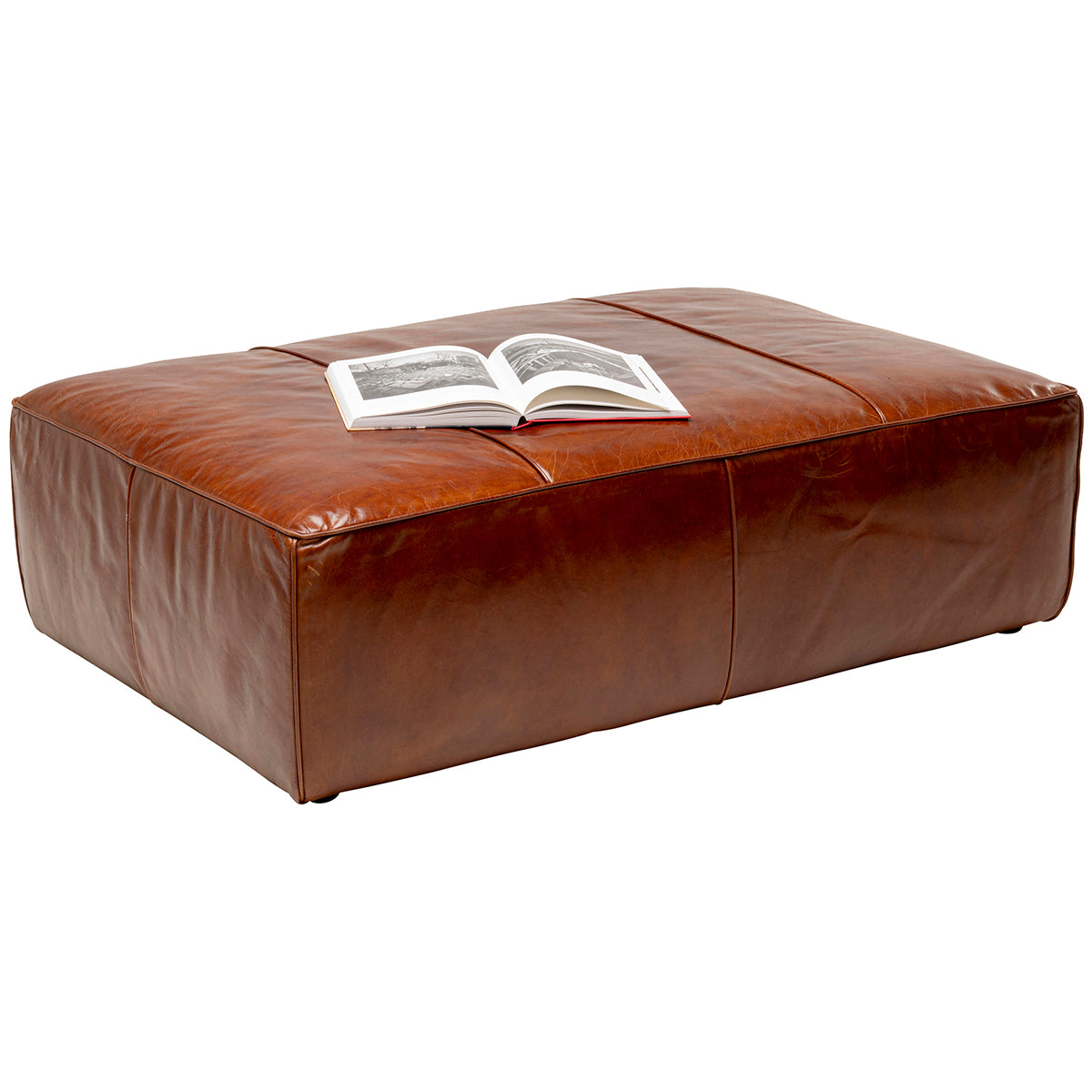 Cubetto Brown Leather Pouf