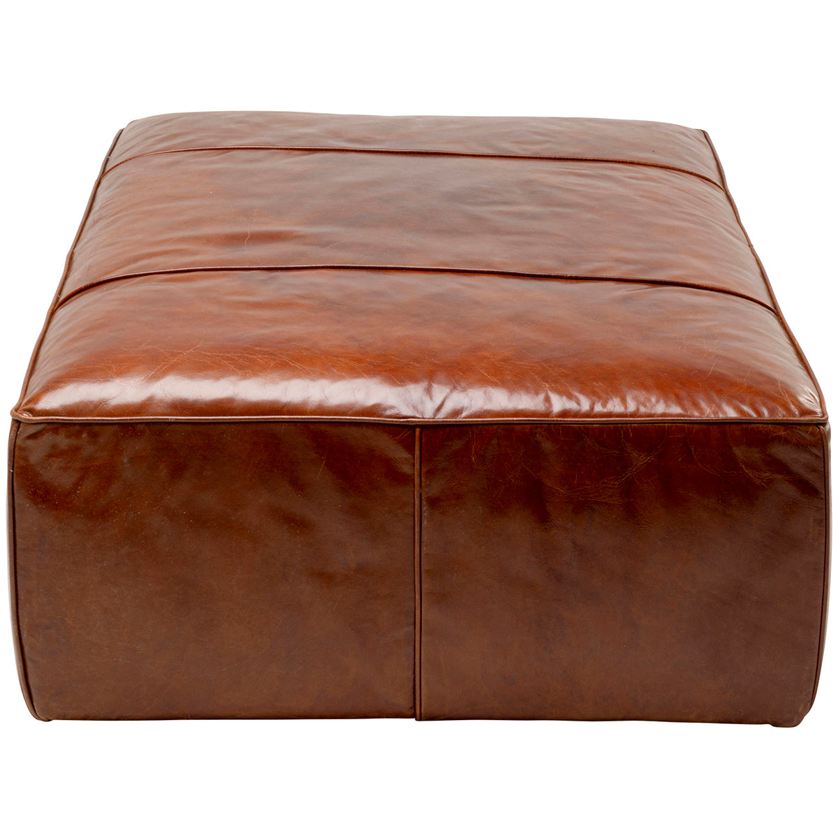 Cubetto Brown Leather Pouf