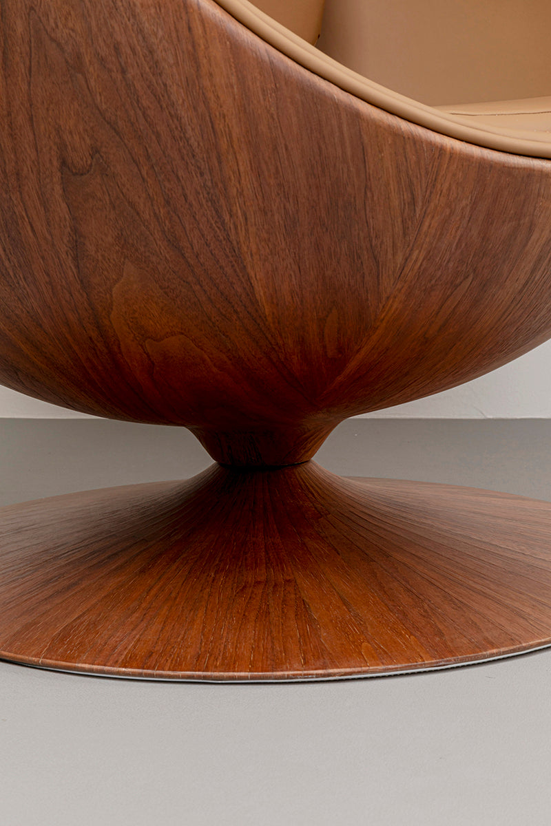 Eye Ball Walnut Swivel Armchair
