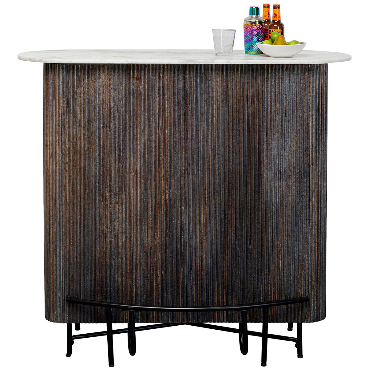 Glenn Mango Wood/Marble Bar Cabinet