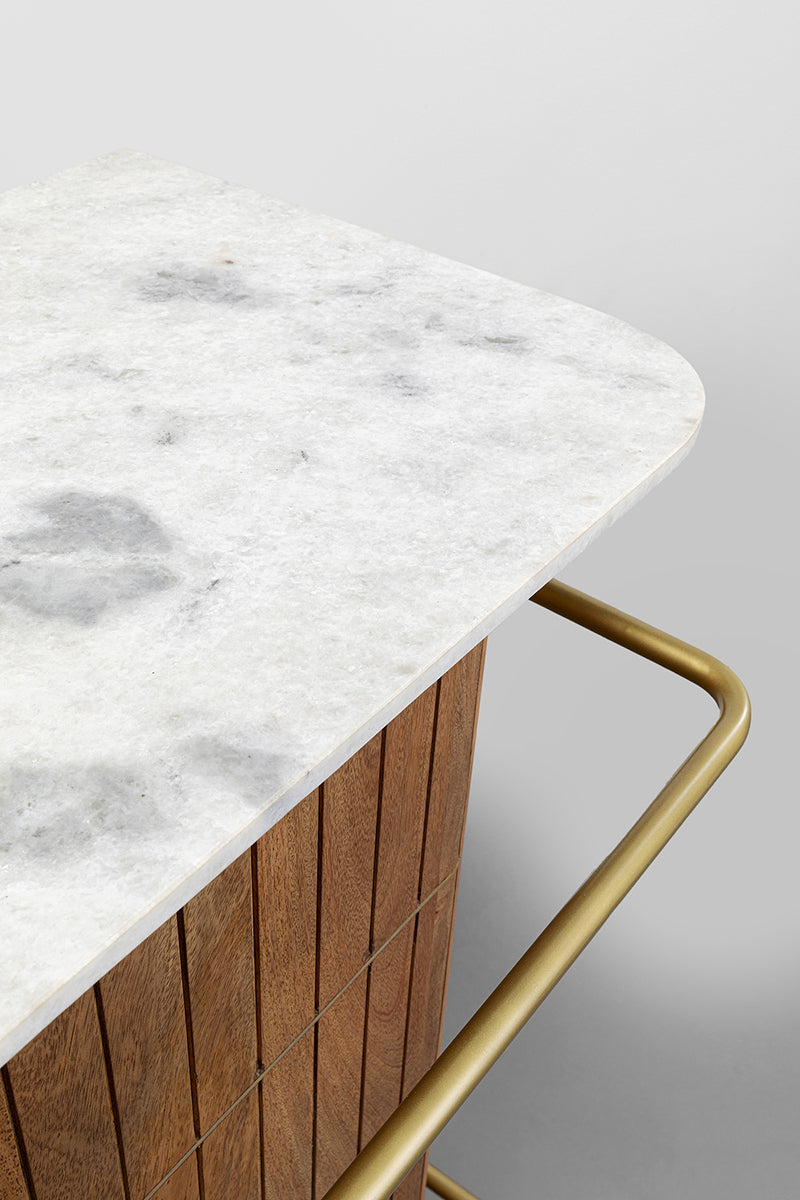 Grace Mango Wood/Marble Bar Cabinet
