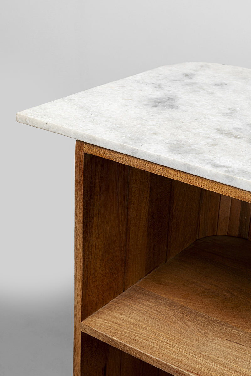 Grace Mango Wood/Marble Bar Cabinet