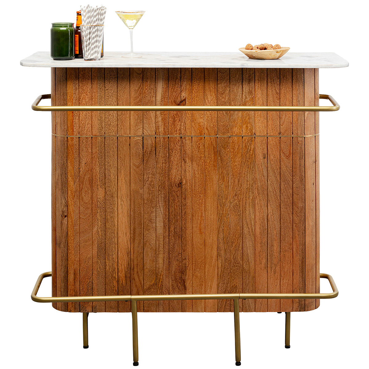 Grace Mango Wood/Marble Bar Cabinet