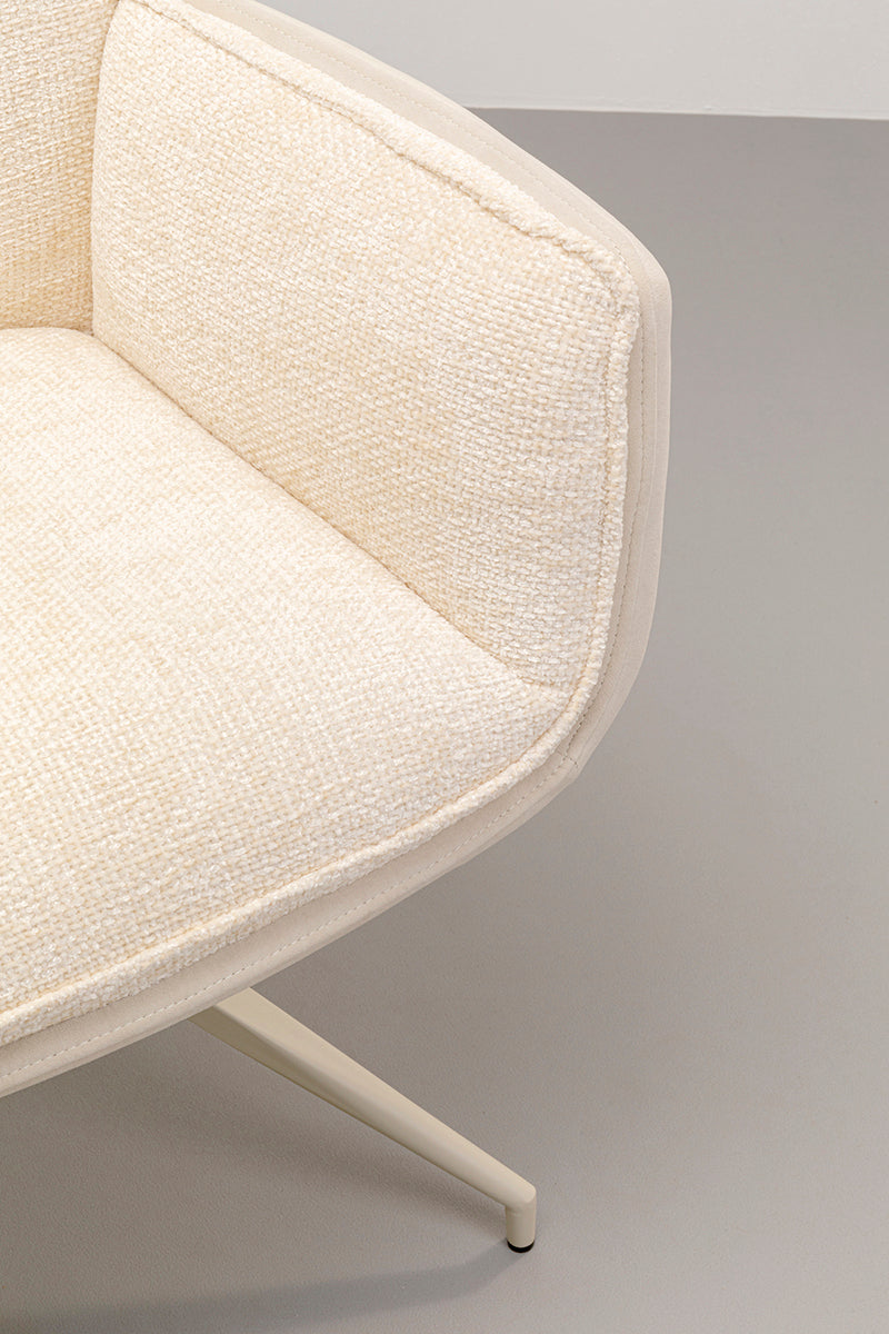Hilla White Swivel Armchair