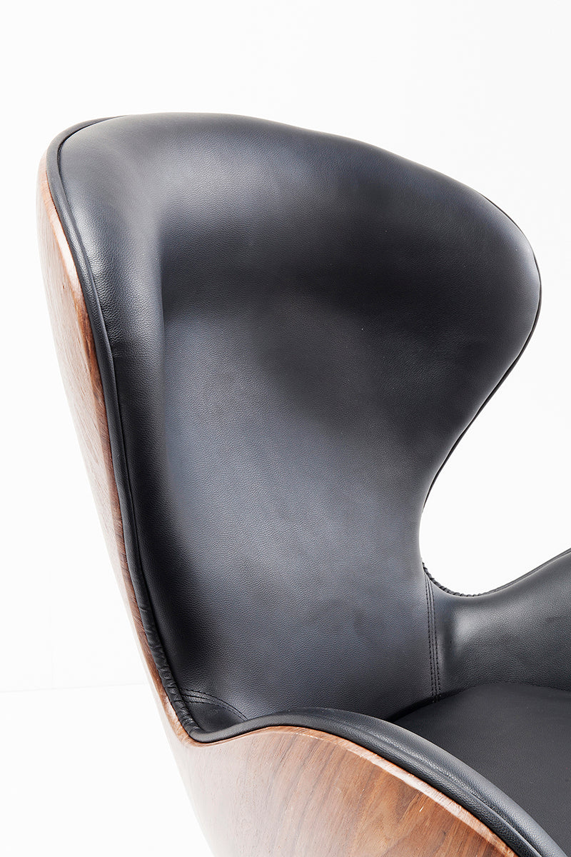 Walnut Black Swivel Lounge Armchair