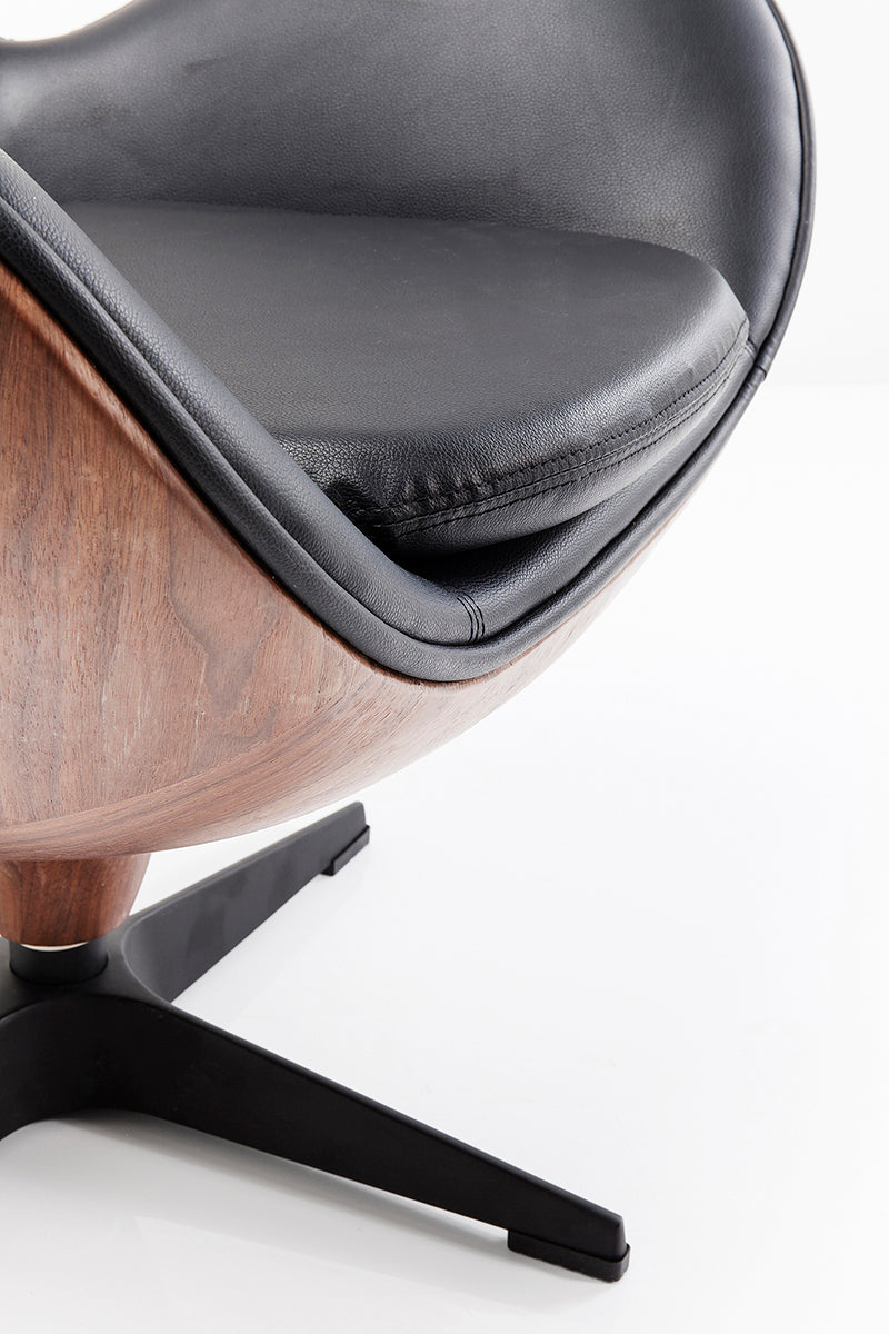 Walnut Black Swivel Lounge Armchair