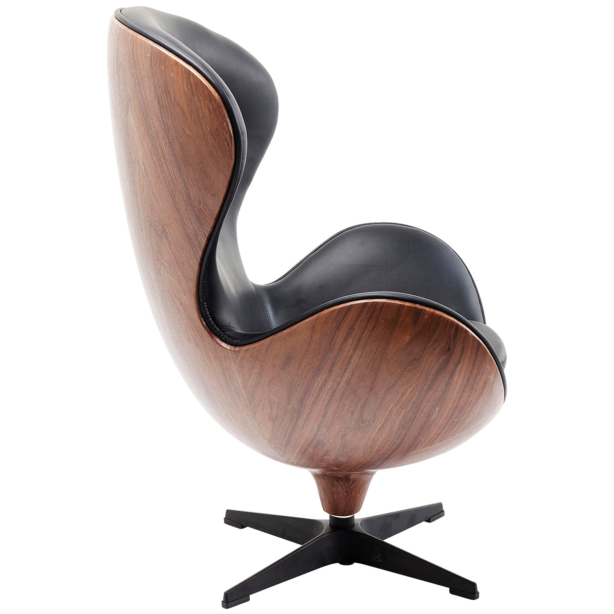 Walnut Black Swivel Lounge Armchair