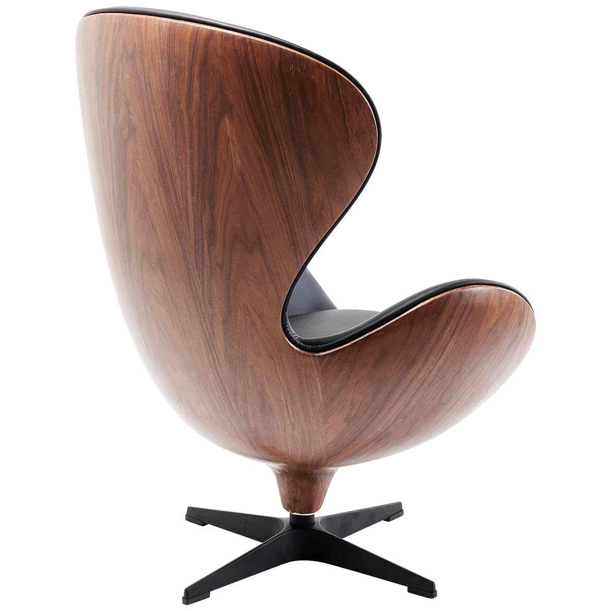 Walnut Black Swivel Lounge Armchair