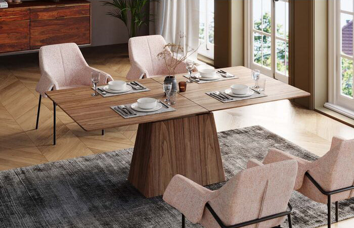 Benvenuto Walnut Rectangular Extendable Table