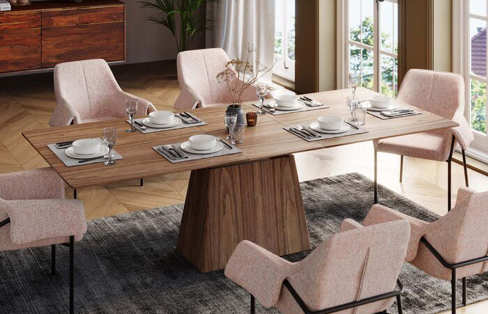 Benvenuto Walnut Rectangular Extendable Table
