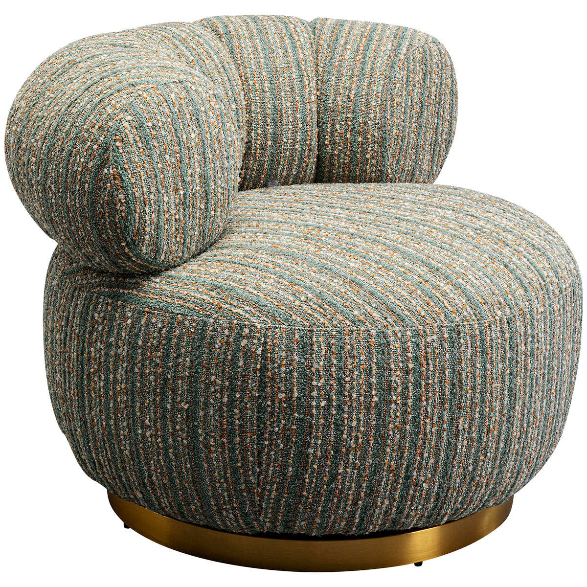 Couture Stripes Blue Boucle Swivel Armchair