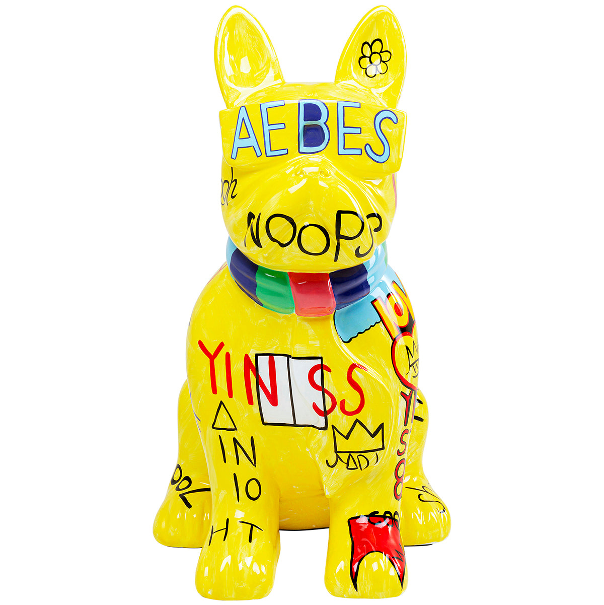 Dog Graffiti Yellow Deco Figurine