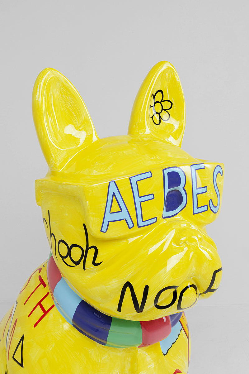 Dog Graffiti Yellow Deco Figurine