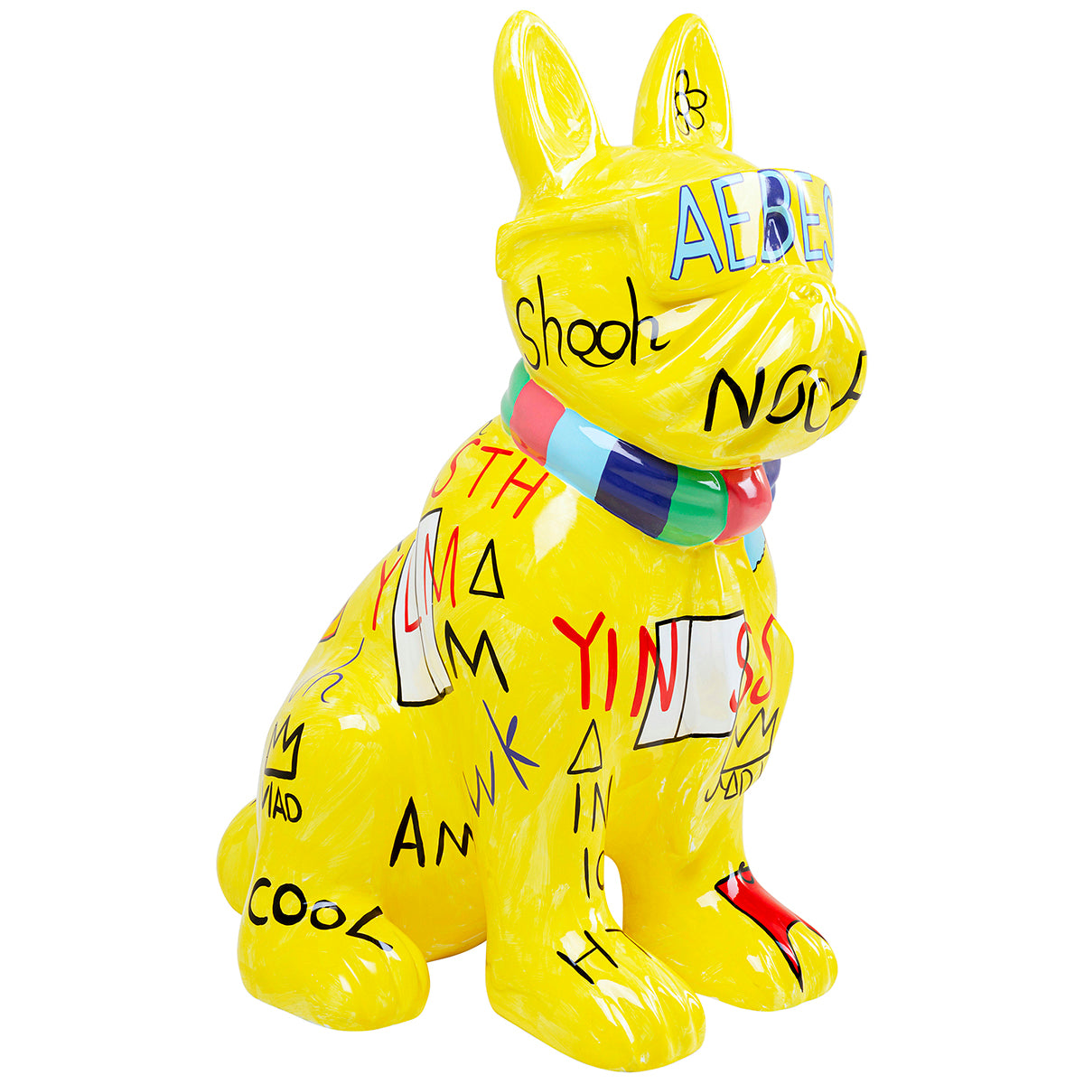 Dog Graffiti Yellow Deco Figurine