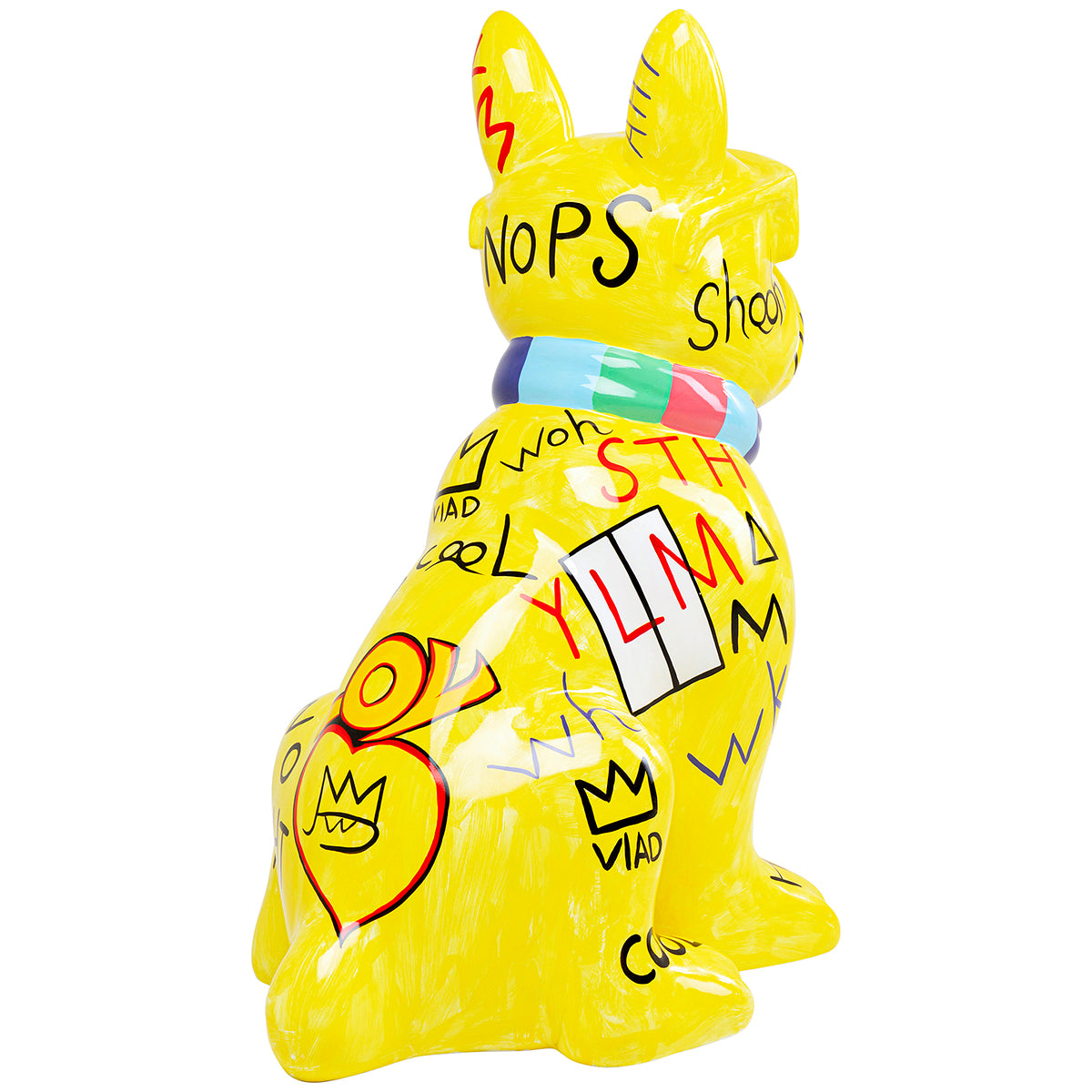 Dog Graffiti Yellow Deco Figurine