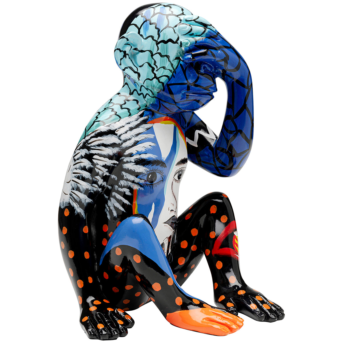 Monkey Graffiti Blue Deco Figurine