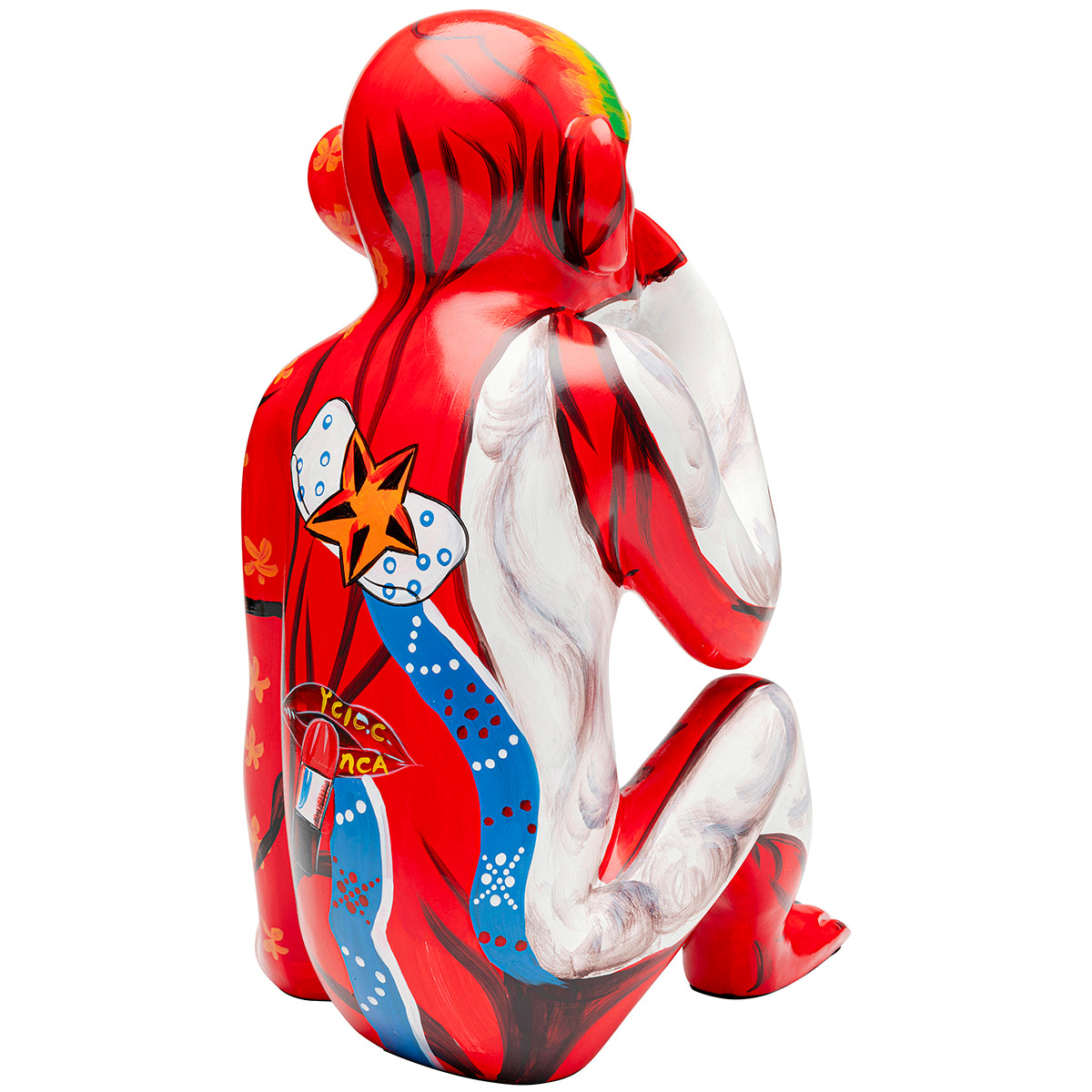Monkey Graffiti Red Deco Figurine