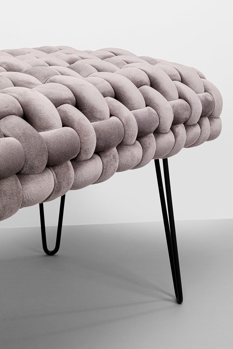 Weave Grey Velvet Bench