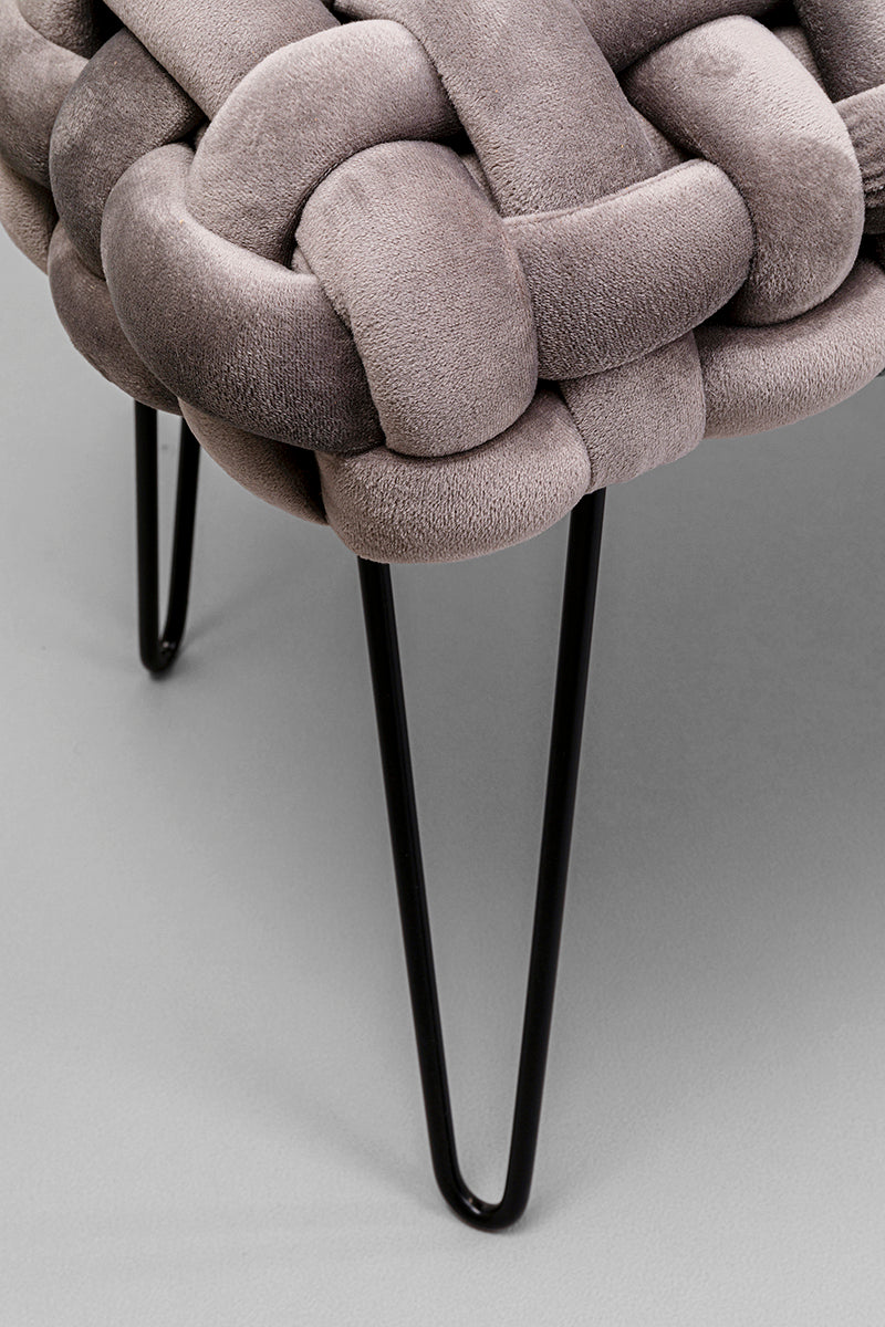 Weave Grey Velvet Bench