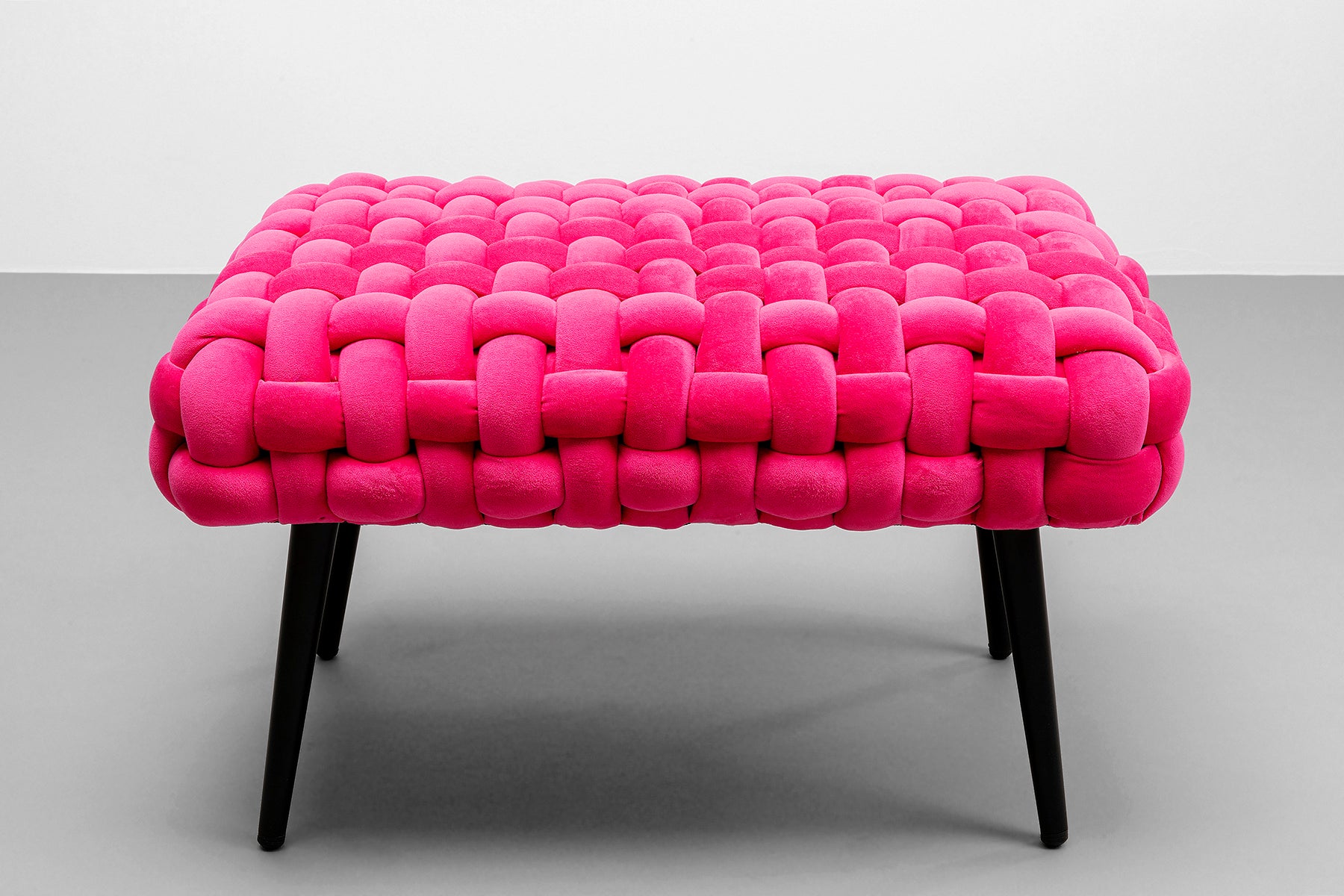 Weave Pink Velvet Mini Bench