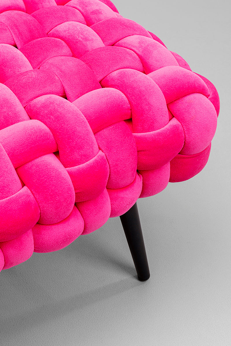 Weave Pink Velvet Mini Bench