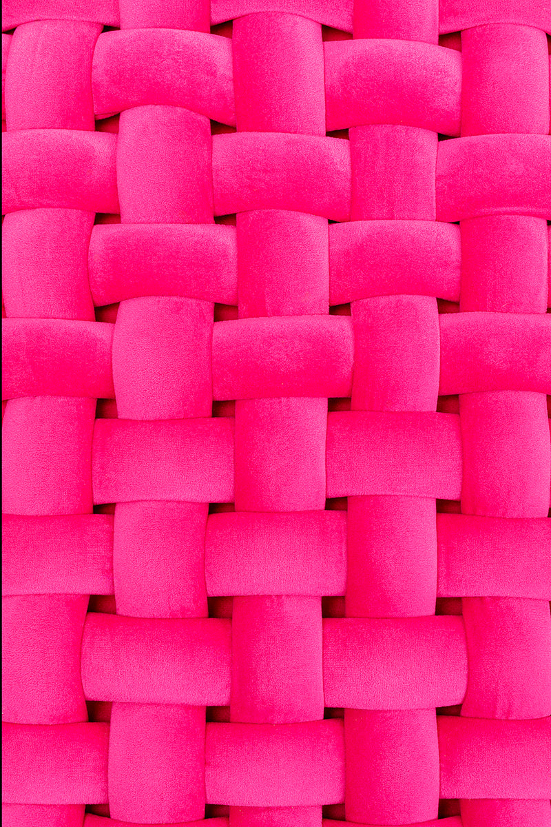 Weave Pink Velvet Mini Bench