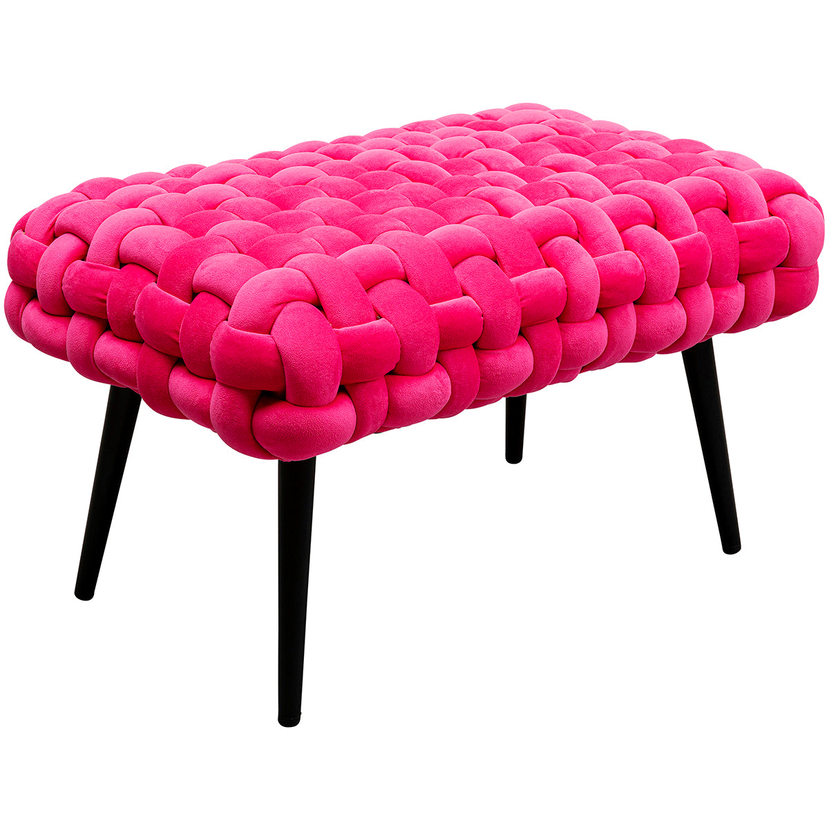 Weave Pink Velvet Mini Bench