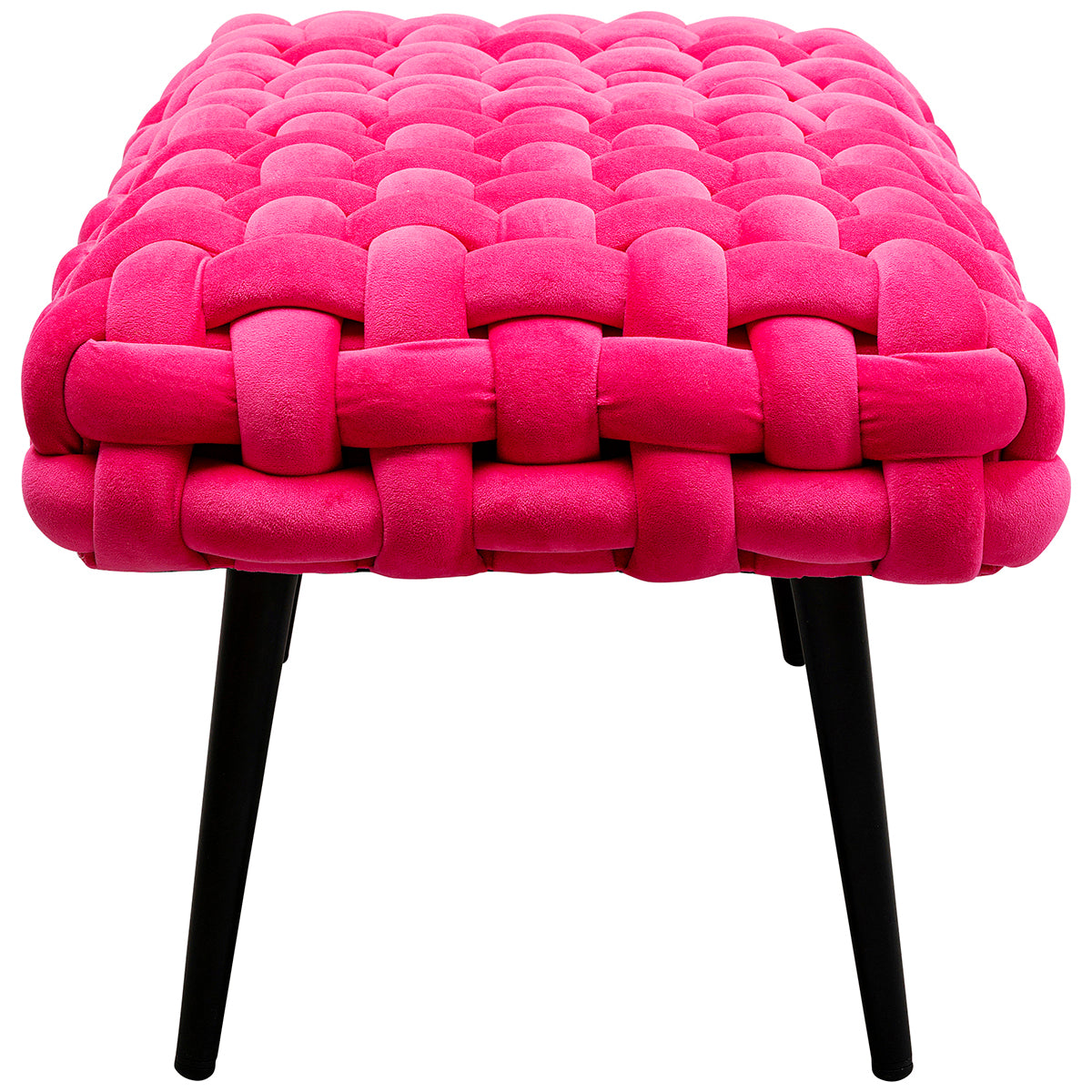 Weave Pink Velvet Mini Bench