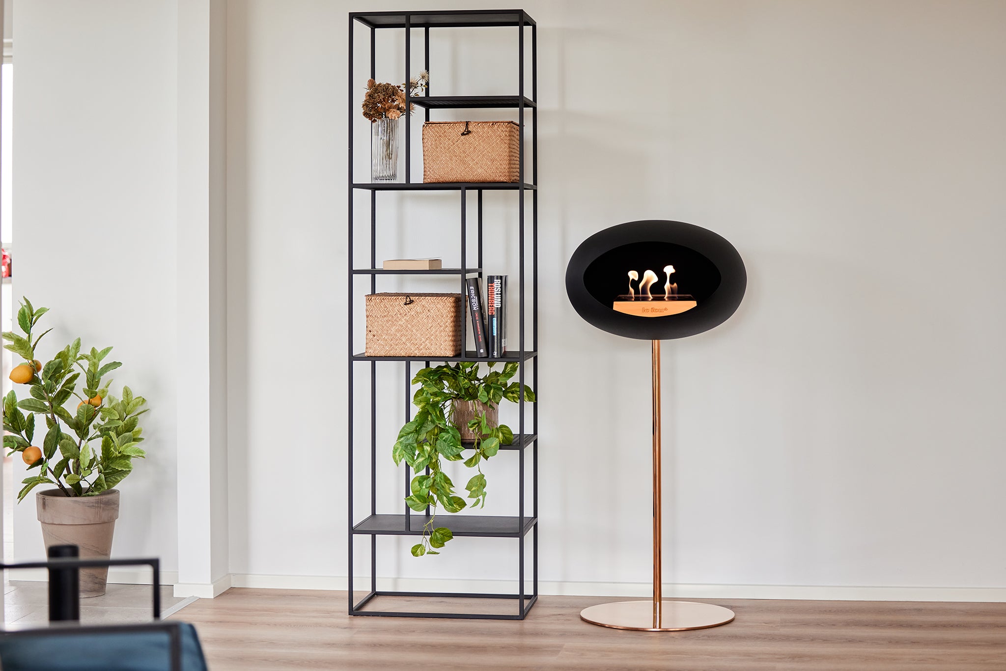 Ground Steel High White Bio Fireplace