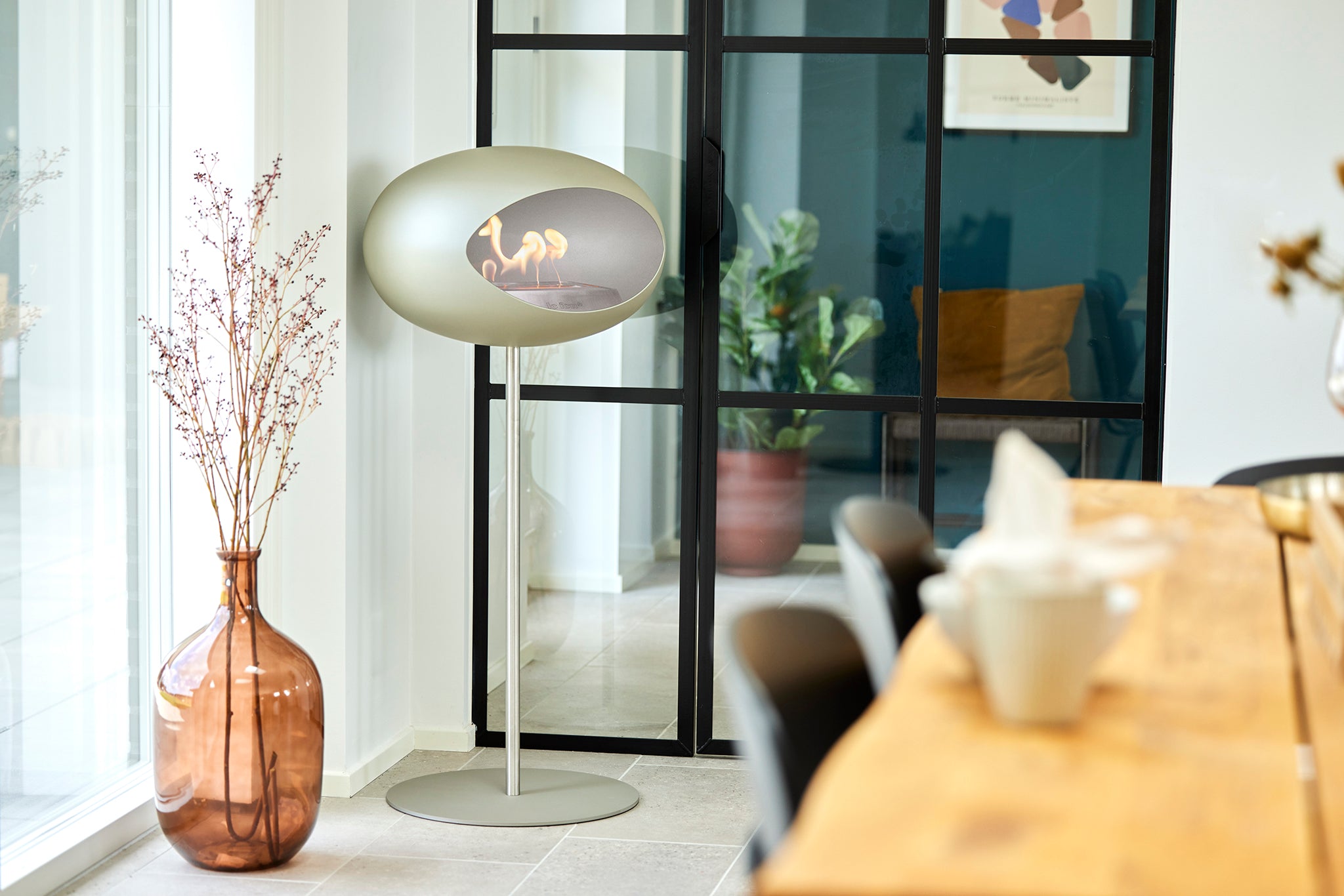 Ground Steel High White Bio Fireplace