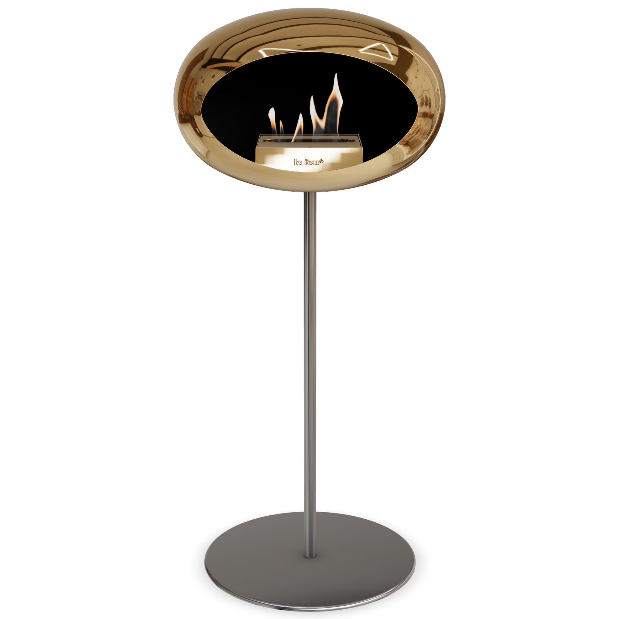 Ground Steel High Chromed Rose Gold Bio Fireplace with Rose Glod Burner