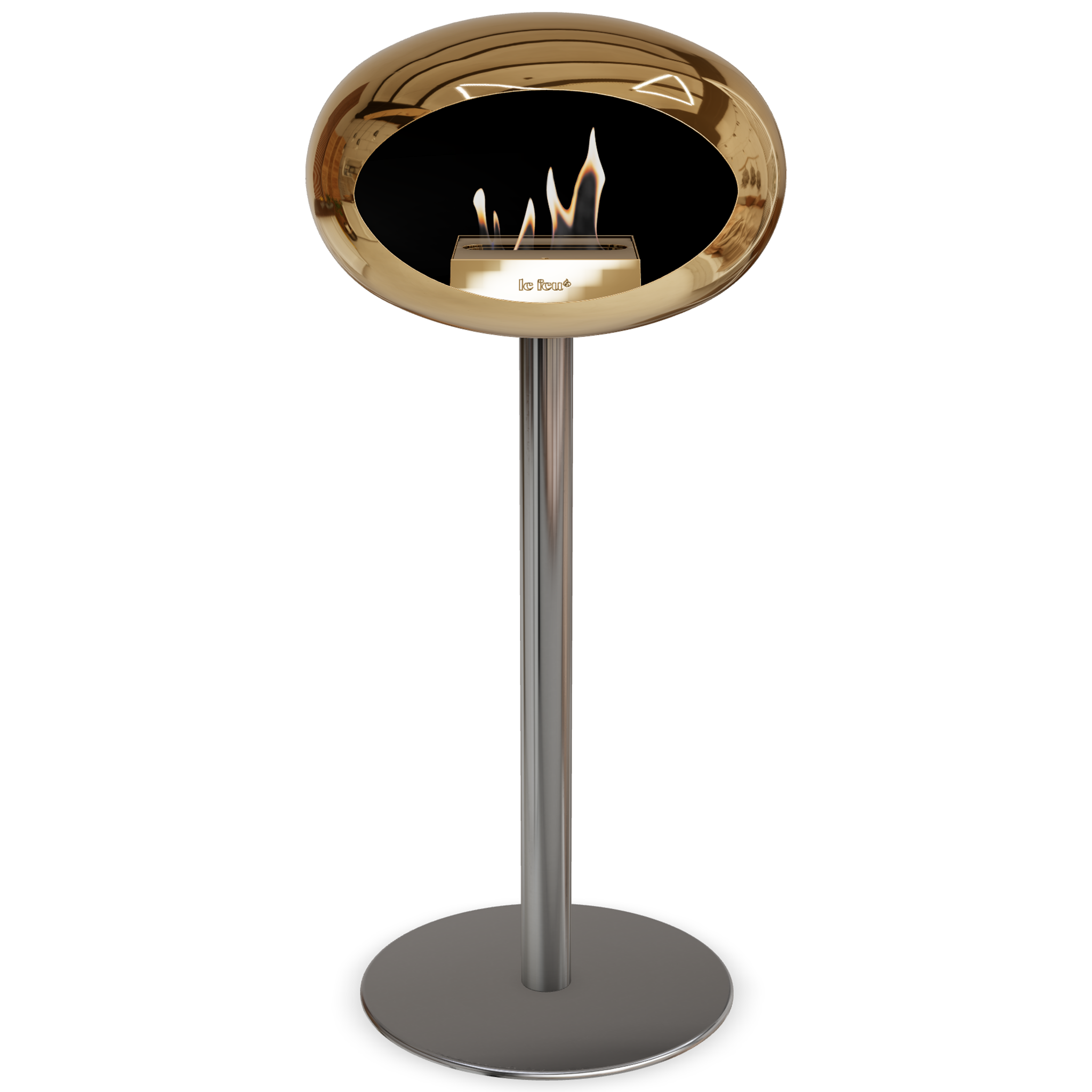 Ground Steel High Chromed Rose Gold Bio Fireplace with Rose Glod Burner