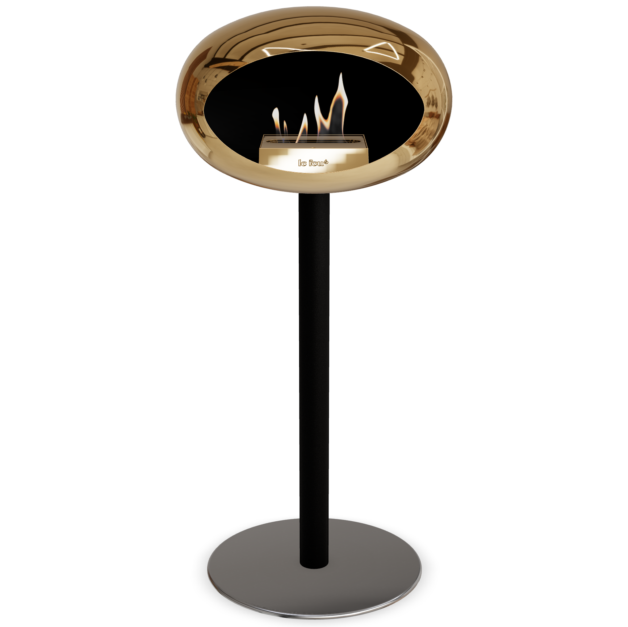 Ground Steel High Chromed Rose Gold Bio Fireplace with Rose Glod Burner