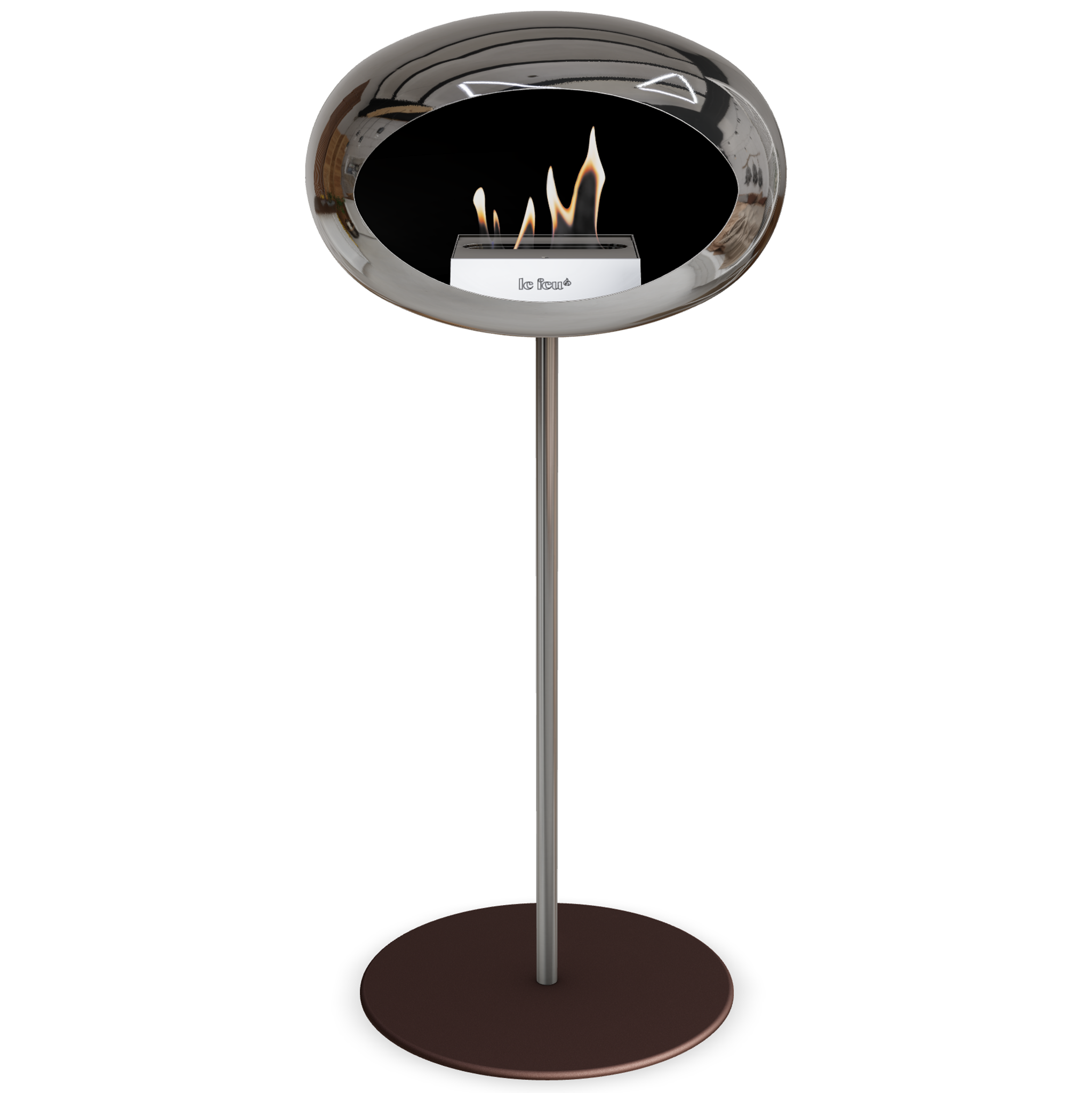 Ground Steel High Chromed Silver Bio Fireplace with Steel Burner