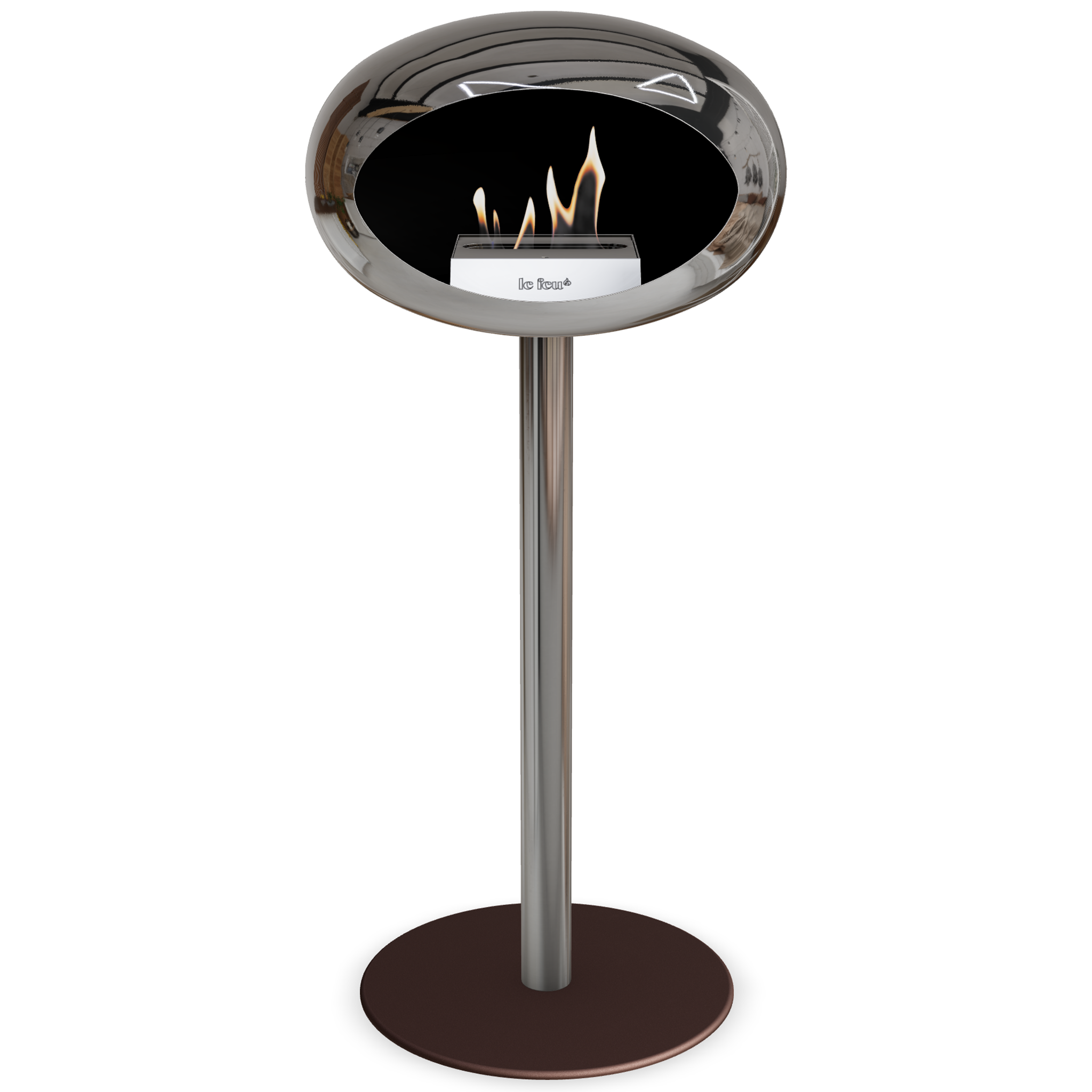 Ground Steel High Chromed Silver Bio Fireplace with Steel Burner