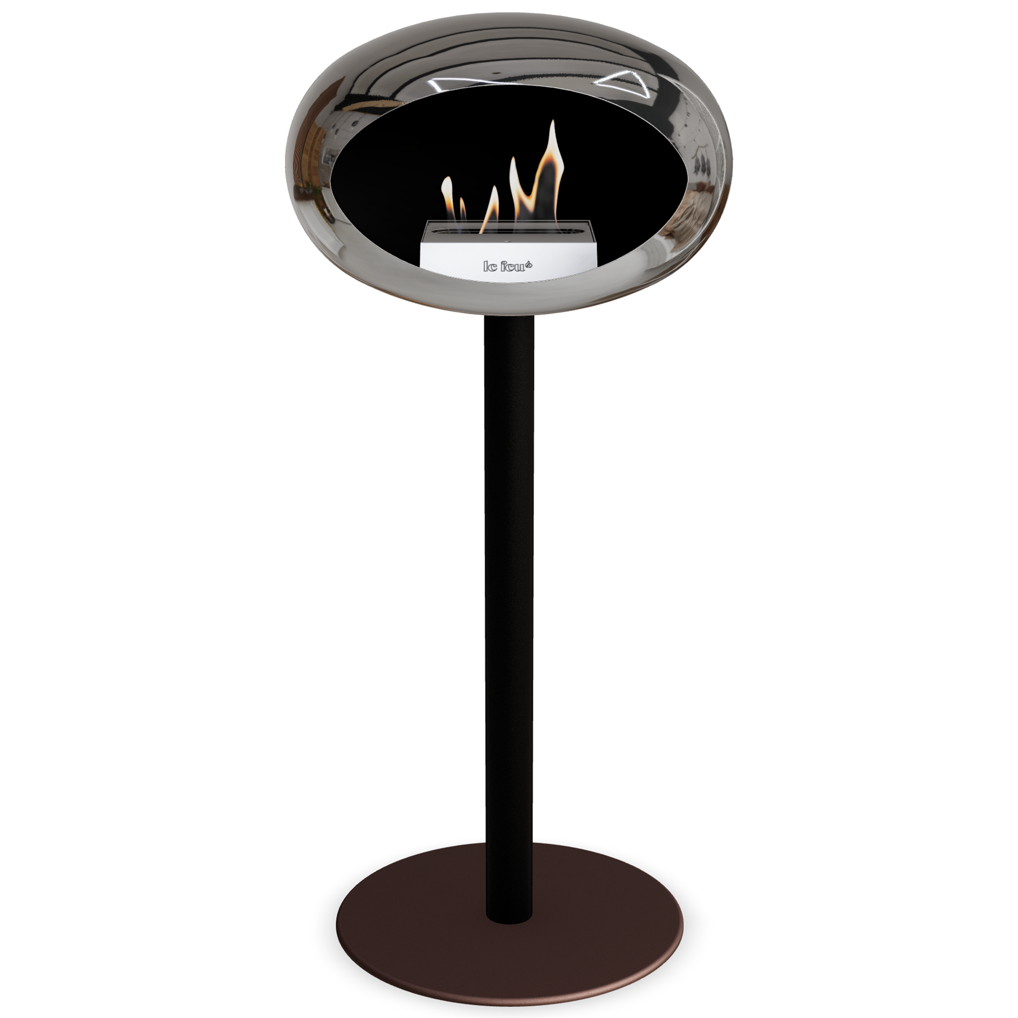 Ground Steel High Chromed Silver Bio Fireplace with Steel Burner